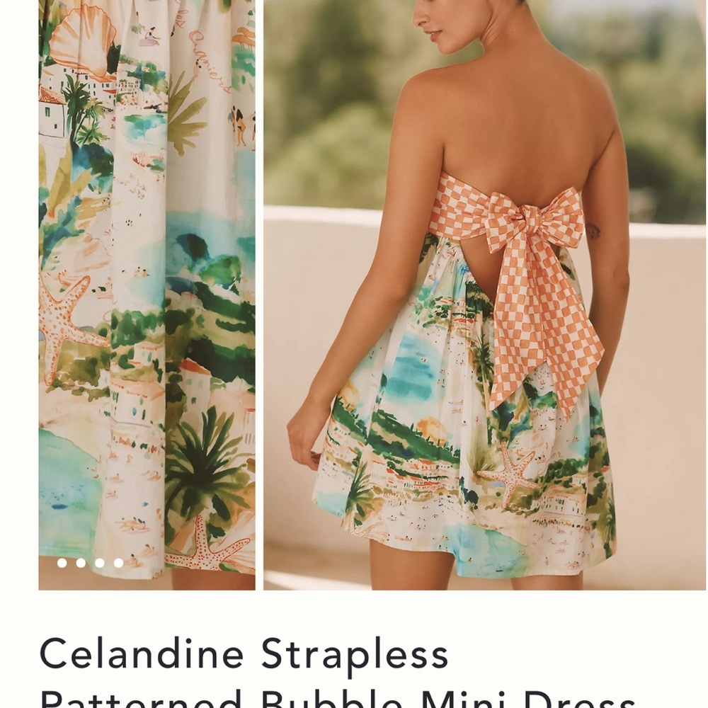 Anthropologie Strapless Patterned Mini Dress - Multicolor